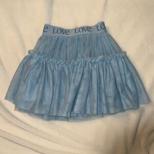 Charming Blue Skirt with Love Waistband